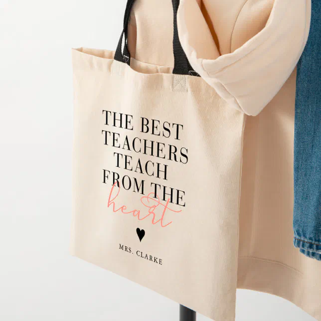Best Teacher Heart Modern Stylish Teacher Gift Tote Bag Zazzle
