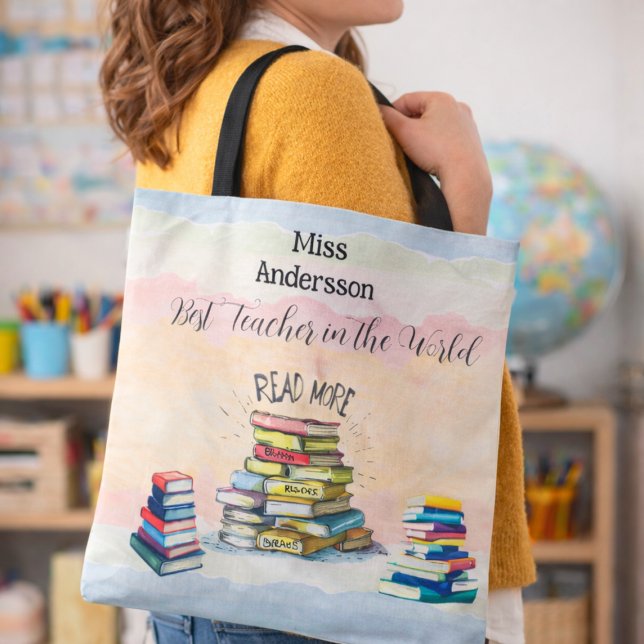 Best Teacher In the World Book Lover Gift Tote Bag (Creator Uploaded)