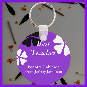 Best Teacher Keychain (key Chain)  Purple by SocolikCardShop at Zazzle