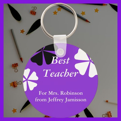 Best Teacher Keychain Key Chain Purple