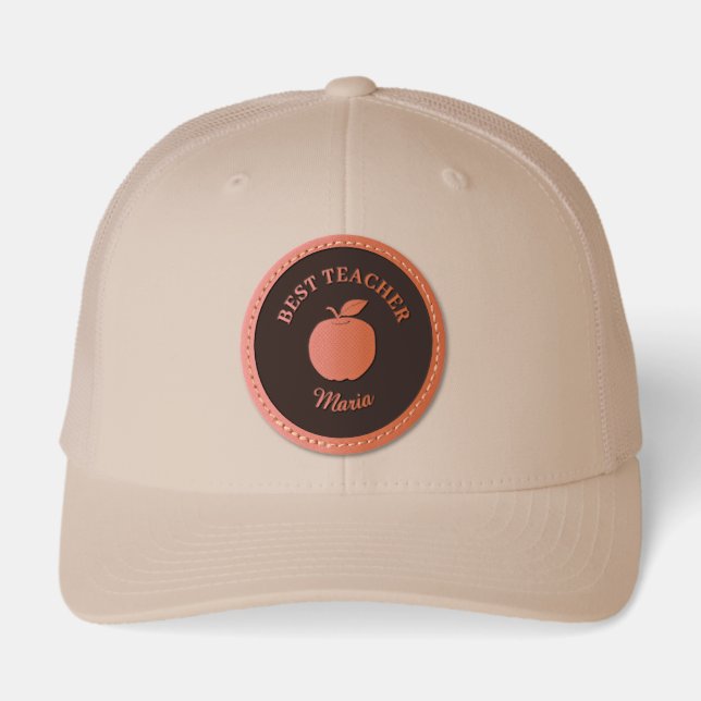 Best Teacher Leather Patch Hat (Front)