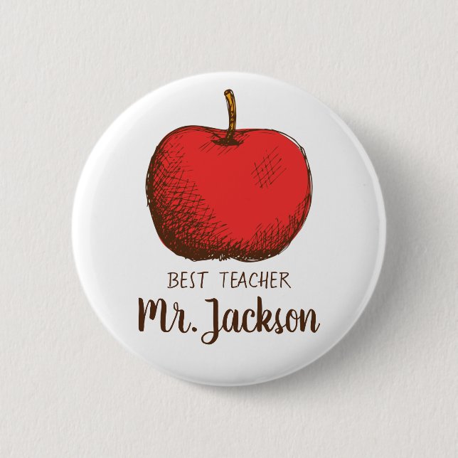 Best Teacher | Minimalistic Modern Fun Apple Keych Button (Front)