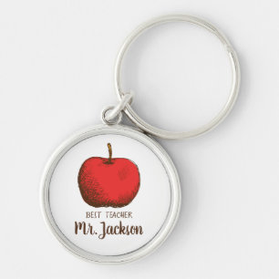 Best Teacher Minimalistic Modern Fun Apple Keych Keychain