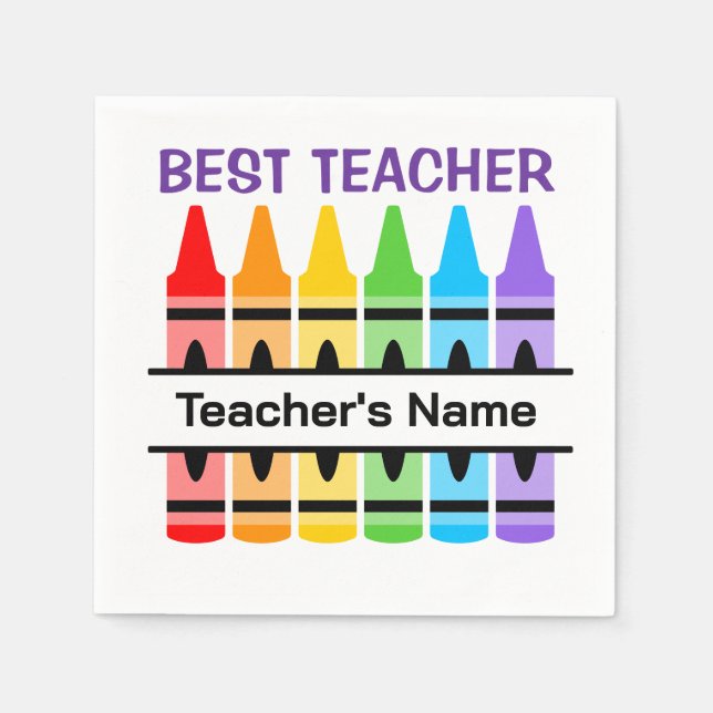 Best Teacher Napkin, Personalized School Gift Napkins (Front)