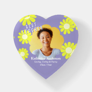  Best Teacher Photo Daisy lilac Paperweight
