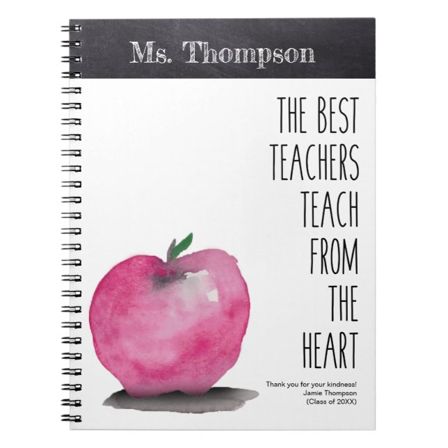 Best Teacher Quote Apple WaterColor Notebook (Front)