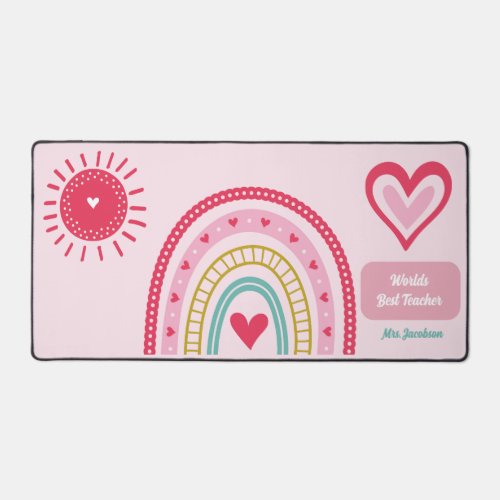 Best Teacher Rainbow Personalized Name Desk Mat