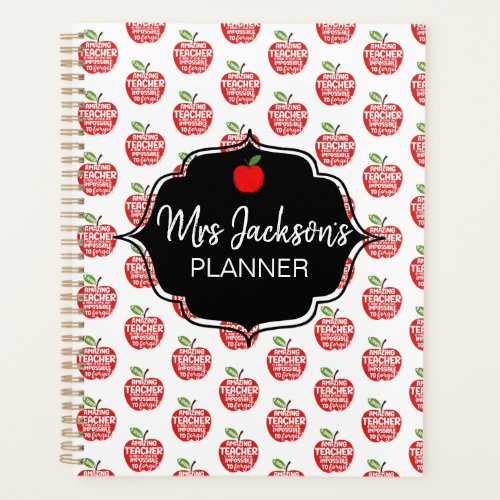 best Teacher Red Apple word cloud thank you Planner