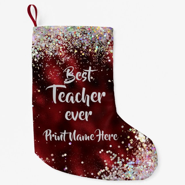Best Teacher Small Christmas Stocking (Front)