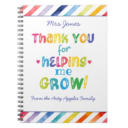 Best Teacher Thank you helping us grow Notebook