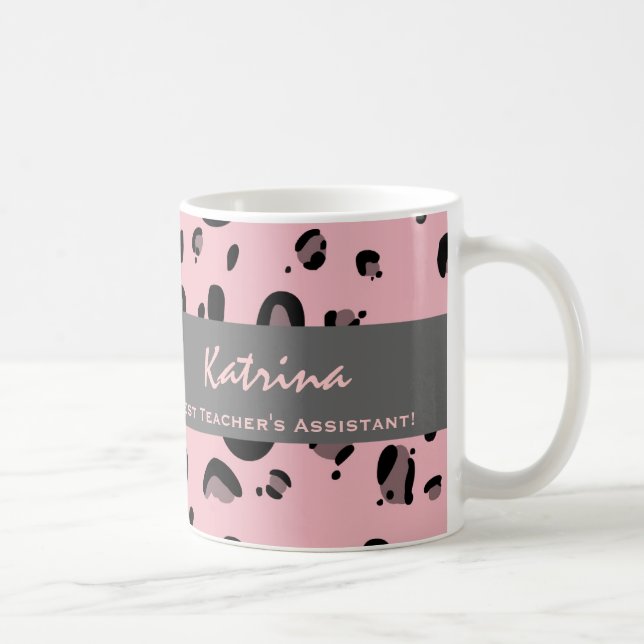 Best Teacher's Assistant Custom Name Leopard Print Coffee Mug (Right)
