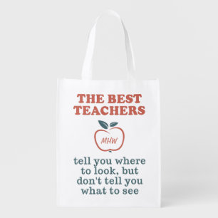BEST TEACHERS custom monogram reusable bags