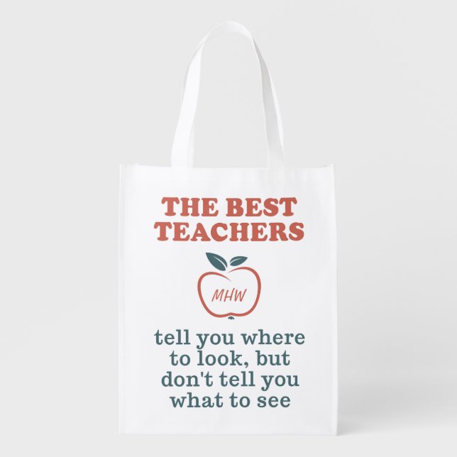 BEST TEACHERS custom monogram reusable bags (Front)