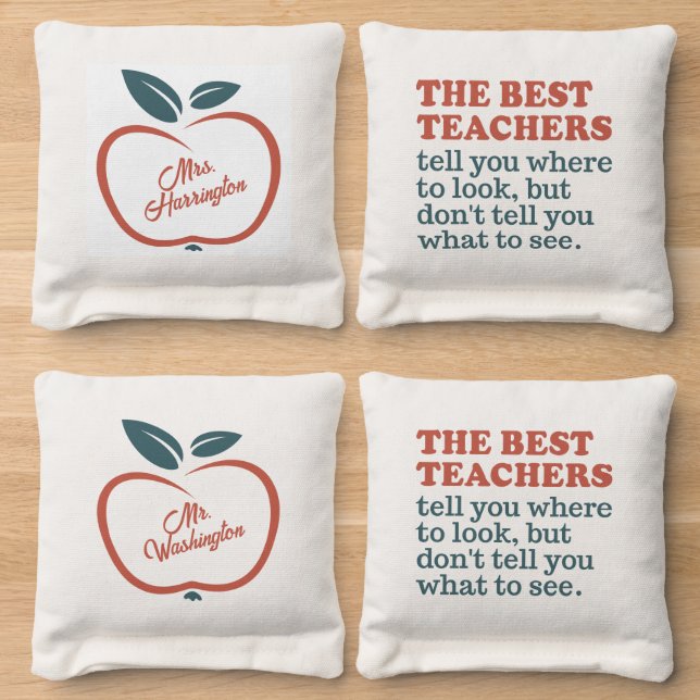 BEST TEACHERS custom names Cornhole Bags (Wood)