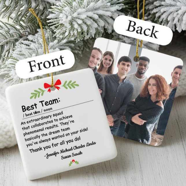 Best Team Definition Custom Photo Christmas Ceramic Ornament (Creator Uploaded)
