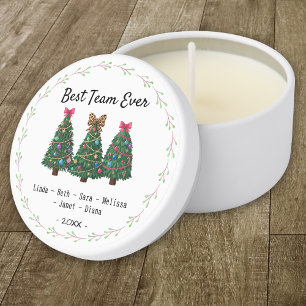 Best team ever coworker coquette christmas trees mini candle favors