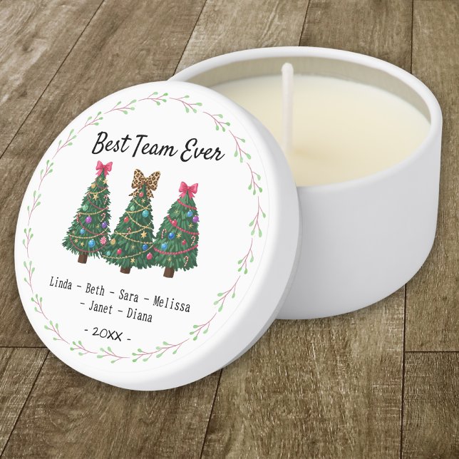 Best team ever coworker coquette christmas trees mini candle favors (Creator Uploaded)