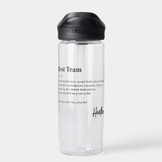 Best Team Thank You Employee Appreciation Gift  Water Bottle (Back)