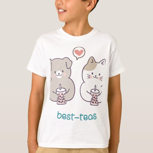 Best_Teas Besties Best Friend Boba Bubble Tea Cat  T_Shirt