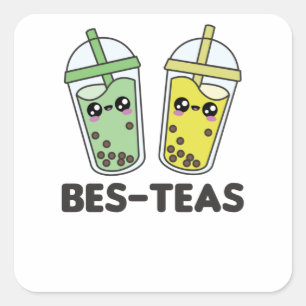 Best-Teas - Bubble Tea Kawaii Boba Tea Love Square Sticker