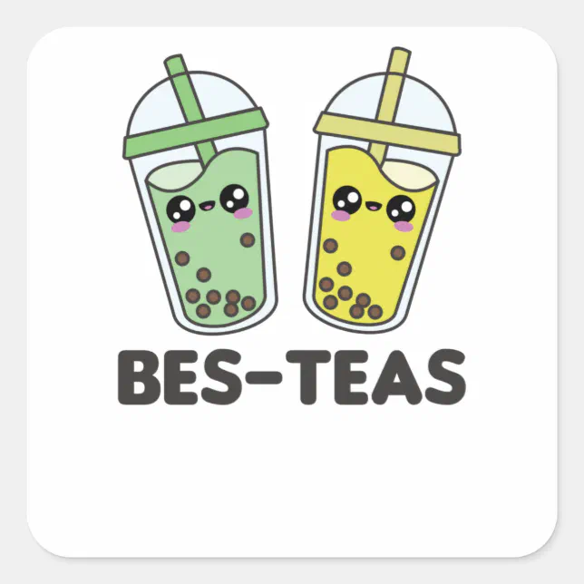 Best-Teas - Bubble Tea Kawaii Boba Tea Love Square Sticker | Zazzle