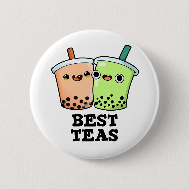 Best Teas Funny Besties Boba Tea PUn Button (Front)