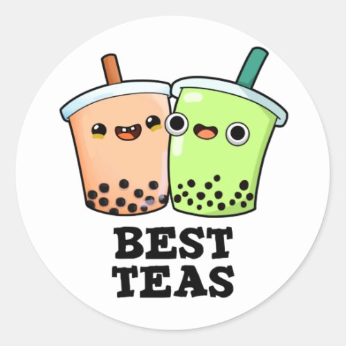 Best Teas Funny Besties Boba Tea Pun  Classic Round Sticker