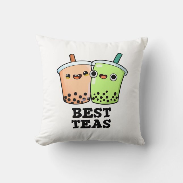 Best Teas Funny Besties Boba Tea Pun  Throw Pillow (Front)