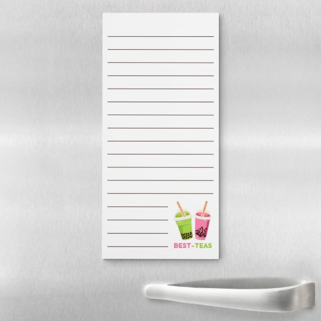Best teas kawaii boba bubble pearl tea pink green magnetic notepad (In Situ)