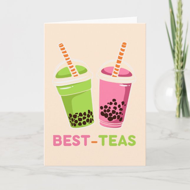 Best teas kawaii boba bubble tea best friends card (Front)