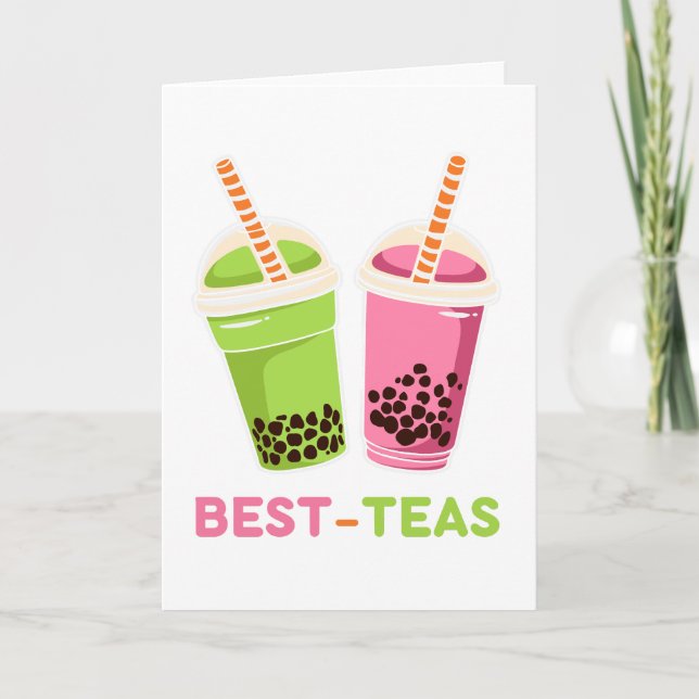 Best teas kawaii boba bubble tea best friends card (Front)