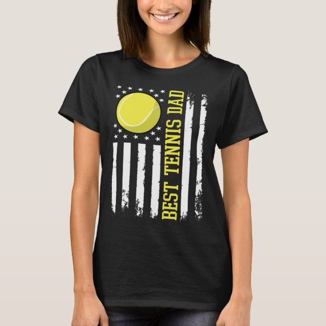 Best Tennis Dad Tennis Daddy US Flag T-Shirt (Front)