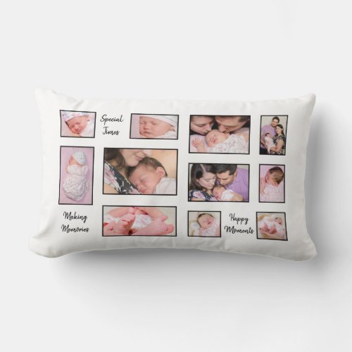 Best Thing About Memories 11 Photo Collage White Lumbar Pillow