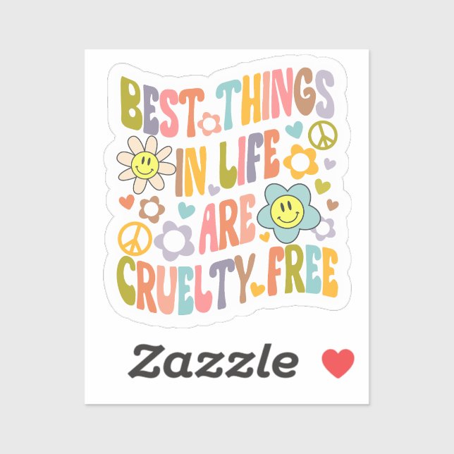 Best Thing in Life are Cruelty Free, Retro Vegan  Sticker (Sheet)