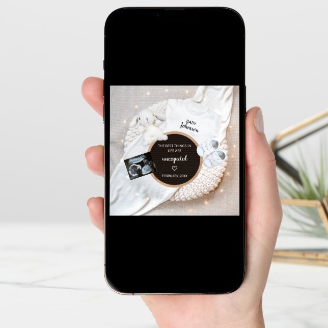 Best Things Are Unexpected Photo Pregnancy Announcement (Front Digital)