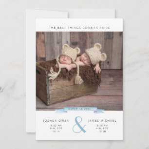Best Things Come in Pairs Twins Photo Collage Announcement