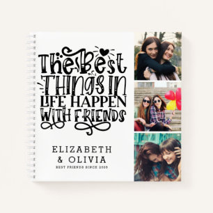 Best Things Happen With Friends Photo Collage Notebook