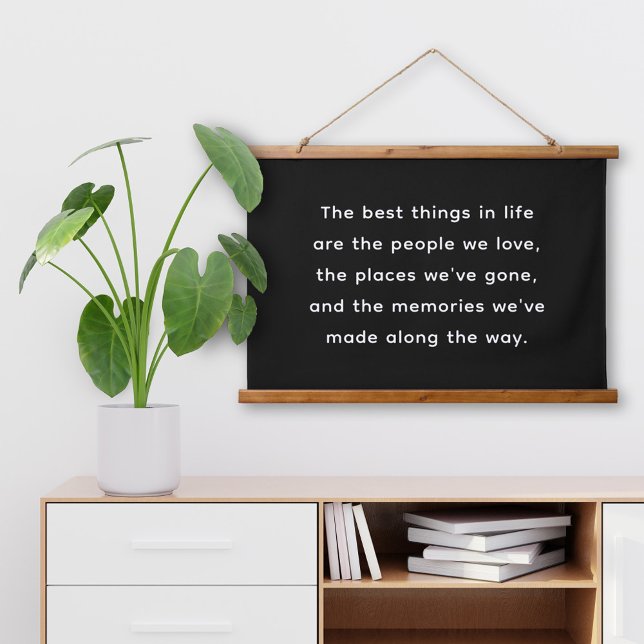 Best Things in Life Black Quote Landscape Hanging Tapestry (Creator Uploaded)
