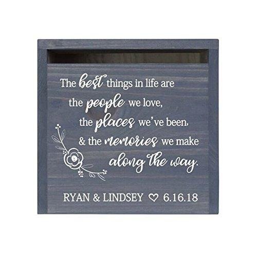 Best Things In Life Fancy Gray Wooden Card Box