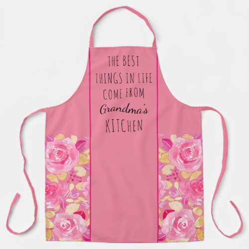 Best Things in Life Grandmas Kitchen Pink Floral Apron