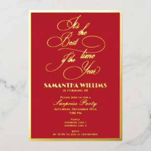 Best Time of the Year Red Elegant Any Age Birthday Foil Invitation