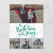 Best Time of The Year Red Plaid Photo Collage Holiday Postcard