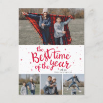 Best Time of The Year Red Typography Photo Collage Holiday Postcard