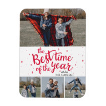Best Time of The Year Red Typography Photo Collage Magnet