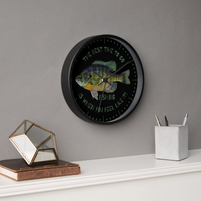 Best Time To Go Fishing Blue Gill Clock (Office)