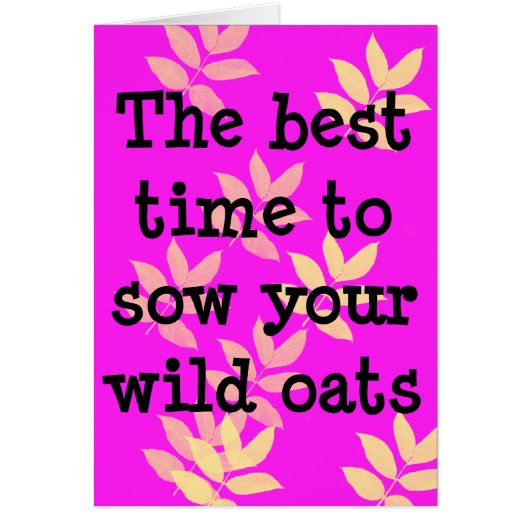 Best Time to Sow Wild Oats (Front)