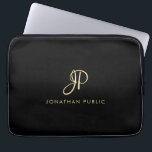 Best Top Gold Look Typography Monogram Template Laptop Sleeve<br><div class="desc">Create Your Own Custom Modern Elegant Black Faux Gold Typography Monogram Template Electronics Bag / Tablet & Laptop Cases / Neoprene Laptop Sleeve 13 inch.</div>