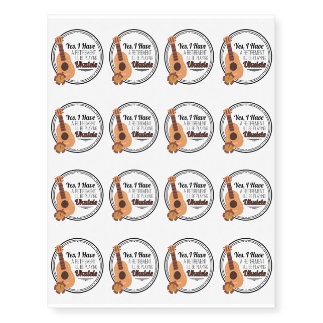 Best Ukulele Musician Gift Temporary Tattoos (Front)