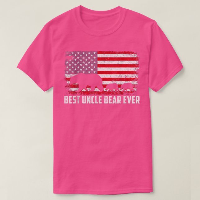 Best Uncle Bear Ever USA American Flag Father's Da T-Shirt (Design Front)