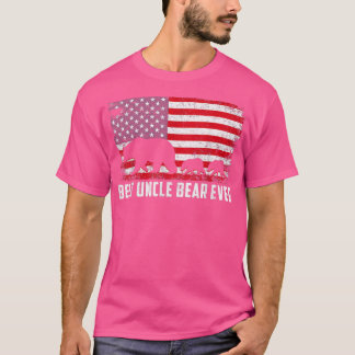 Best Uncle Bear Ever USA American Flag Father's Da T-Shirt
